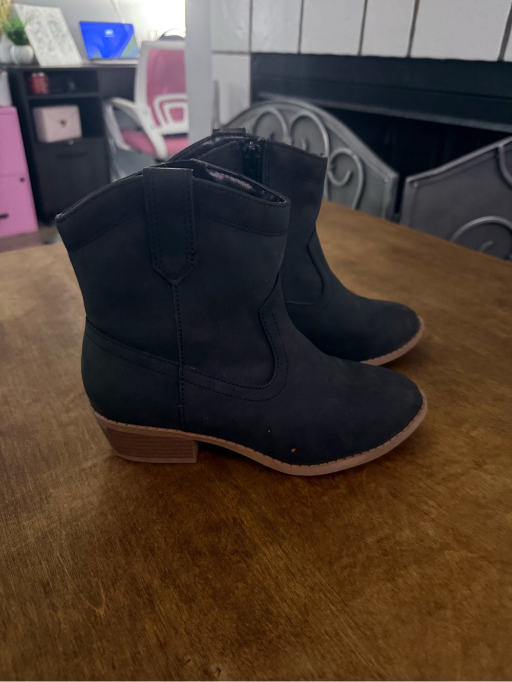 Echo Kids Black Ankle Booties with Low Heel